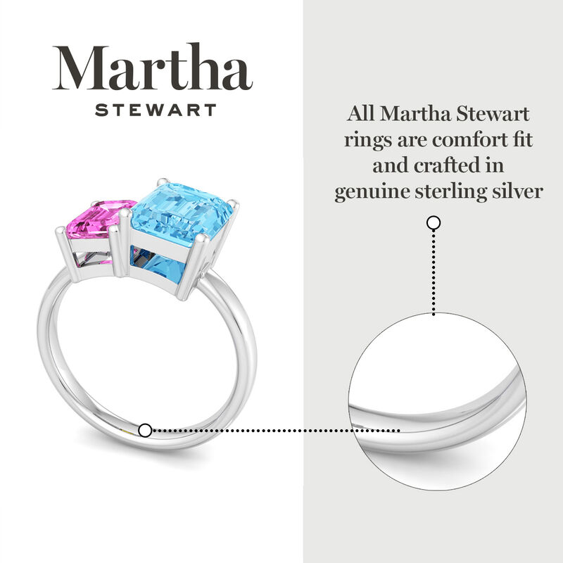Martha Stewart 3 1/4ctw. Pink Sapphire & Blue Topaz Two Stone Ring In Sterling Silver image number null